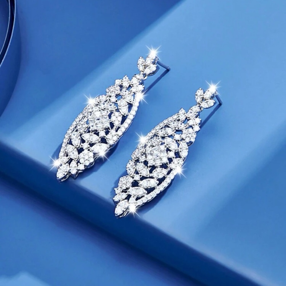 Cubic Zirconia pageant, wedding, bridal party, Luxury Earrings